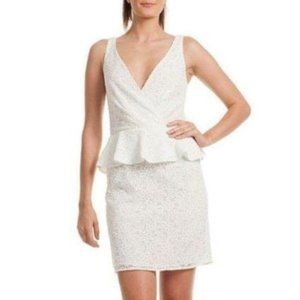 Trina Turk Peplum Embroidered Daisy White V-Neck Sleeveless Dress Small 6 NWT